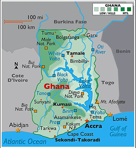 Ghana, West Africa map